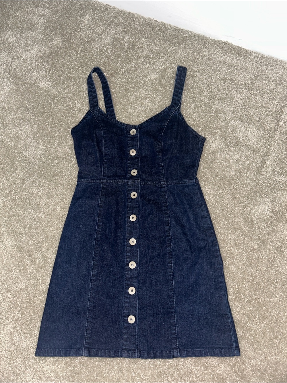 Denim Button-Frontwomen's Dress in Dark Blue